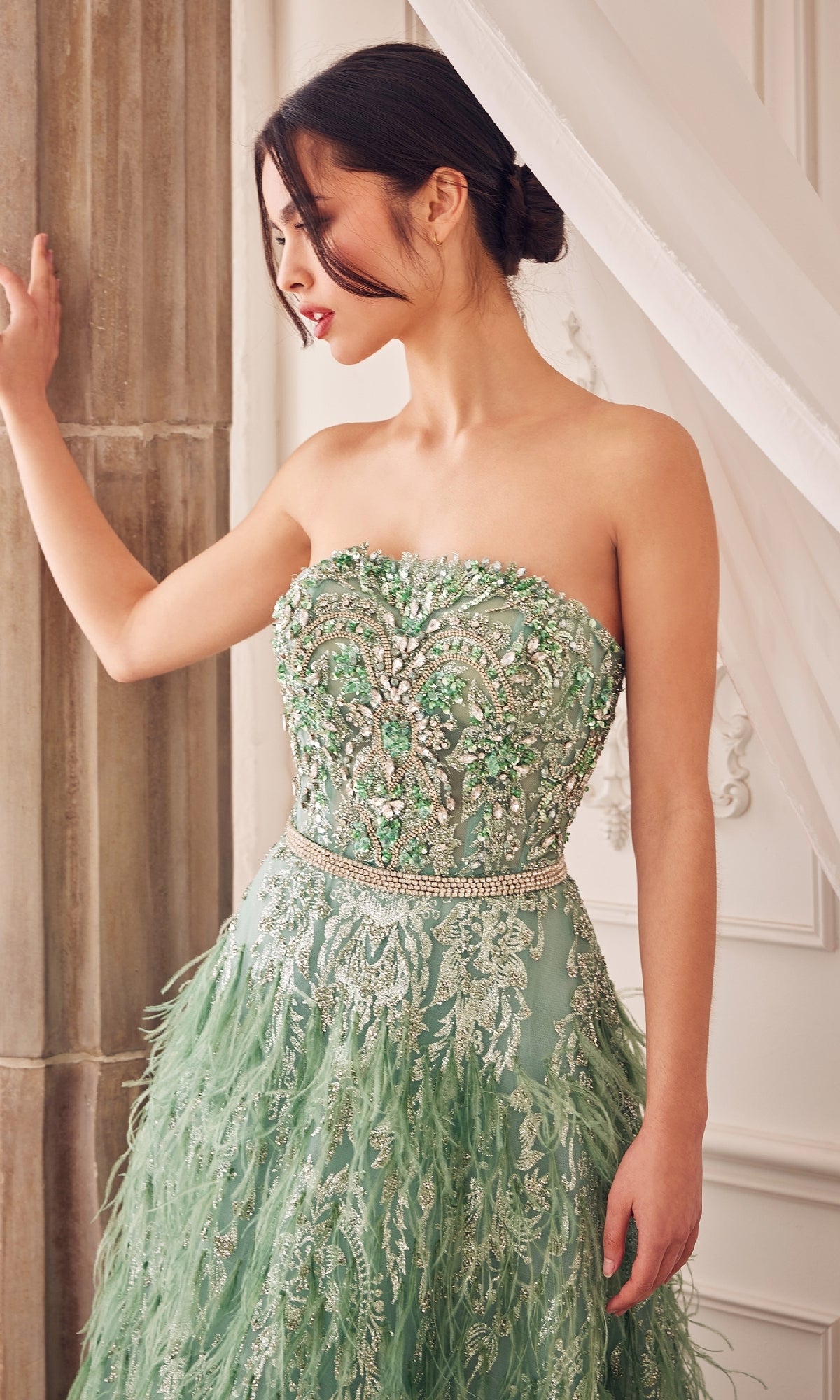 Long Sage Green Formal Dress: Andrea & Leo A1226