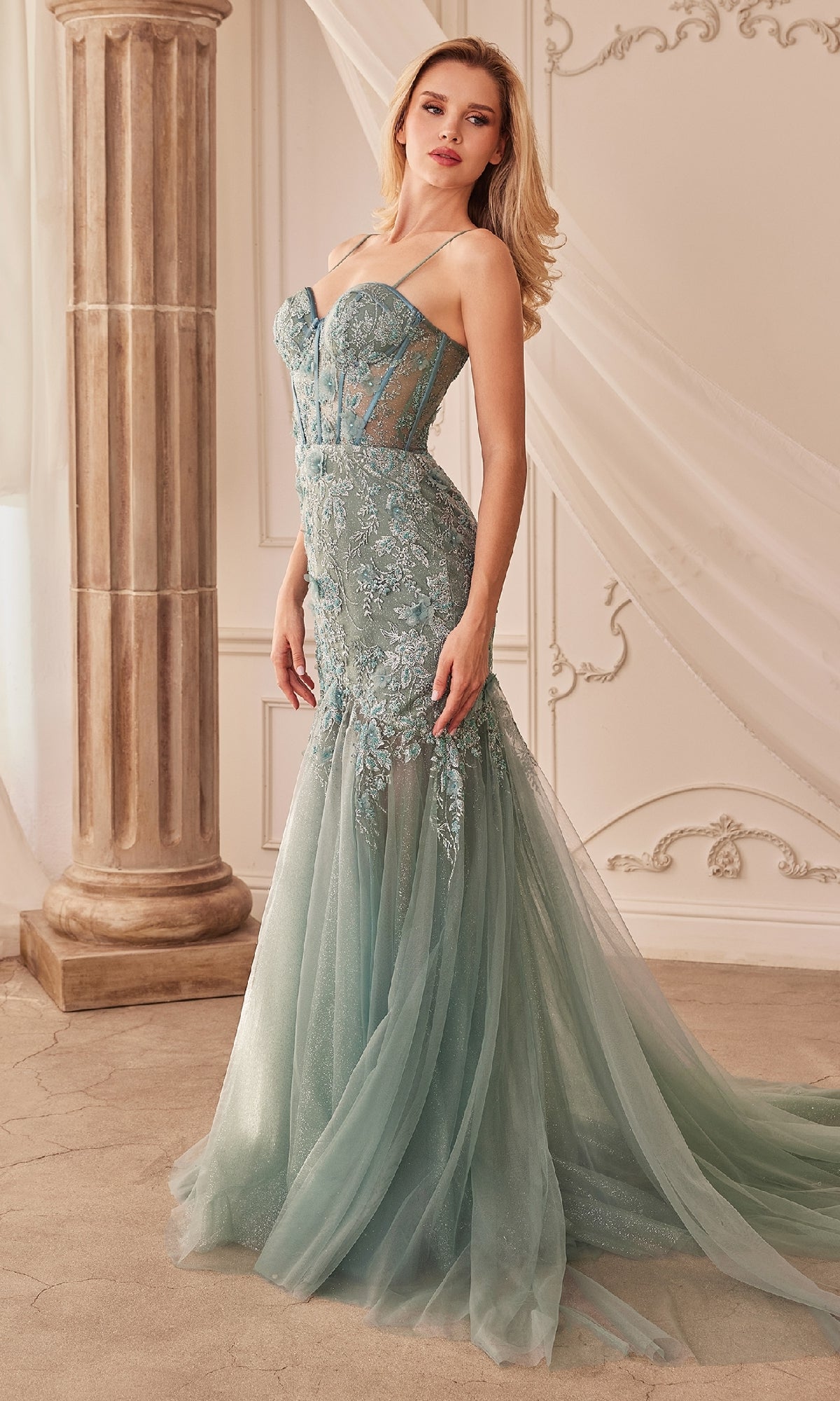 Long Lace Mermaid Prom Dress: Andrea and Leo A1232