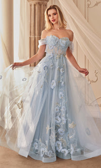 Long Blue Prom Ball Gown: Andrea and Leo A1246