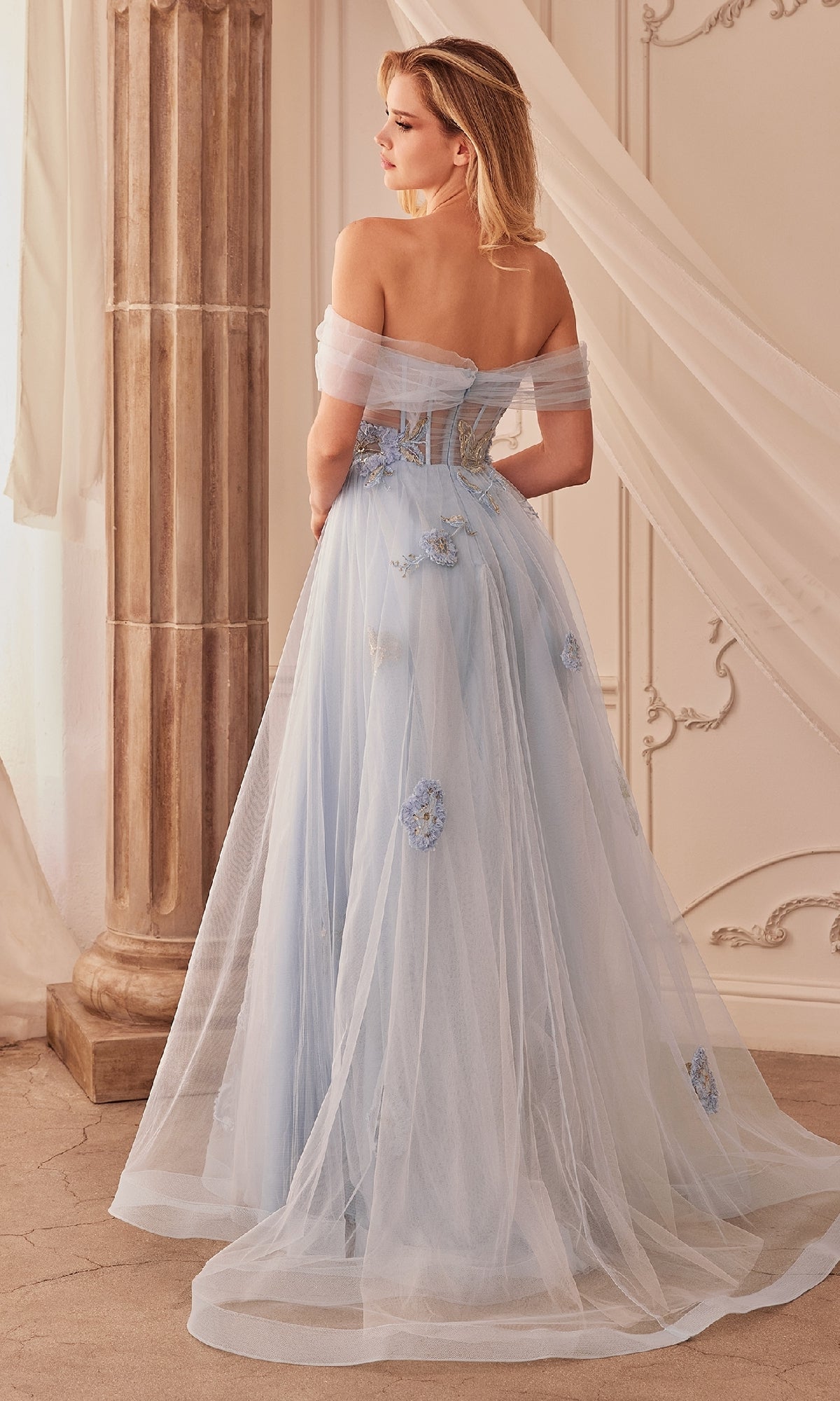 Long Blue Prom Ball Gown: Andrea and Leo A1246