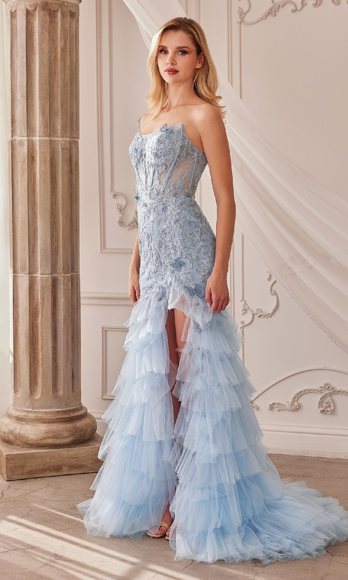 Strapless Fitted Ruffle Prom Dress A1255