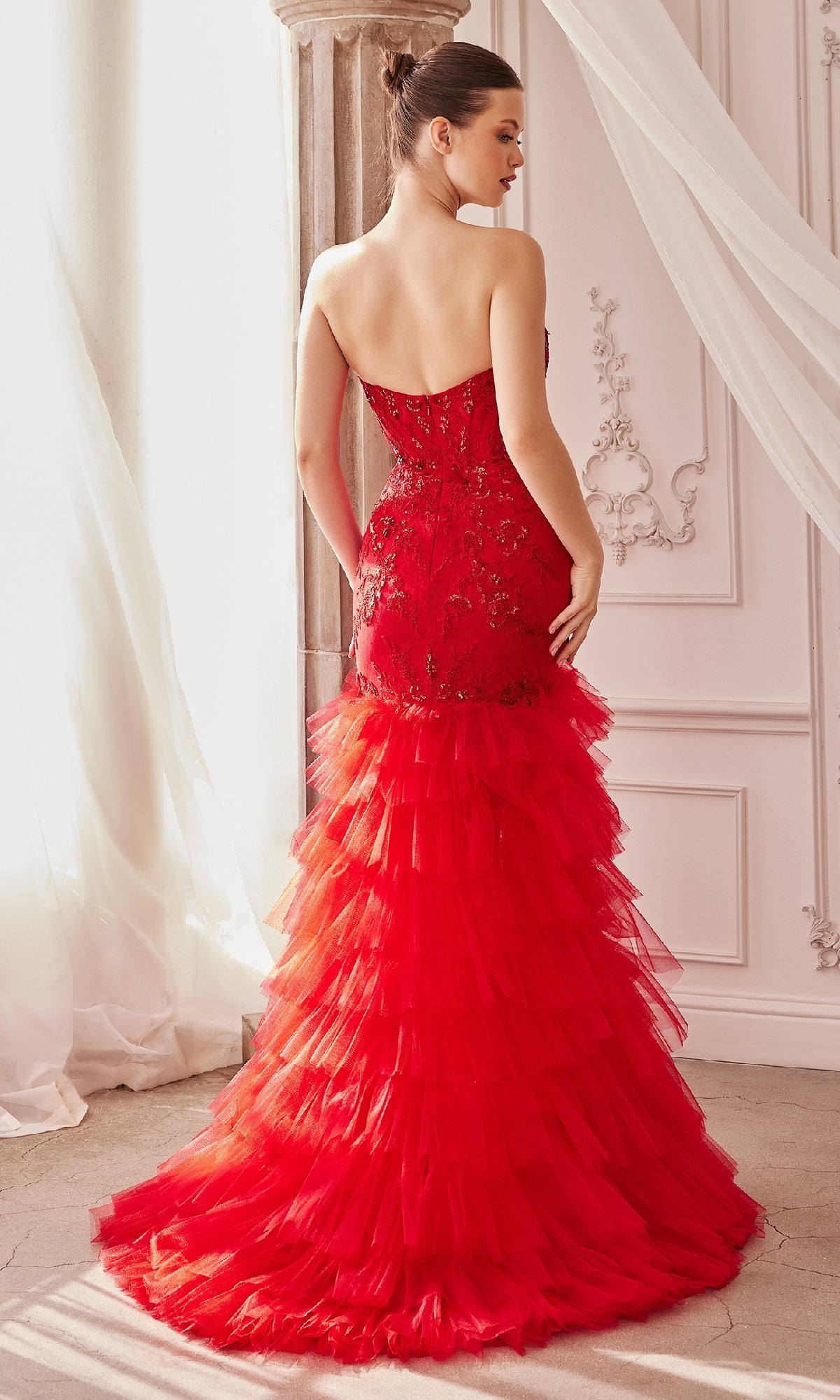 Strapless Fitted Ruffle Prom Dress A1255