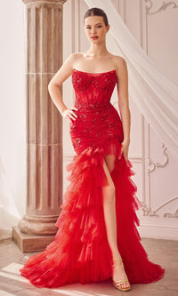 Strapless Fitted Ruffle Prom Dress A1255