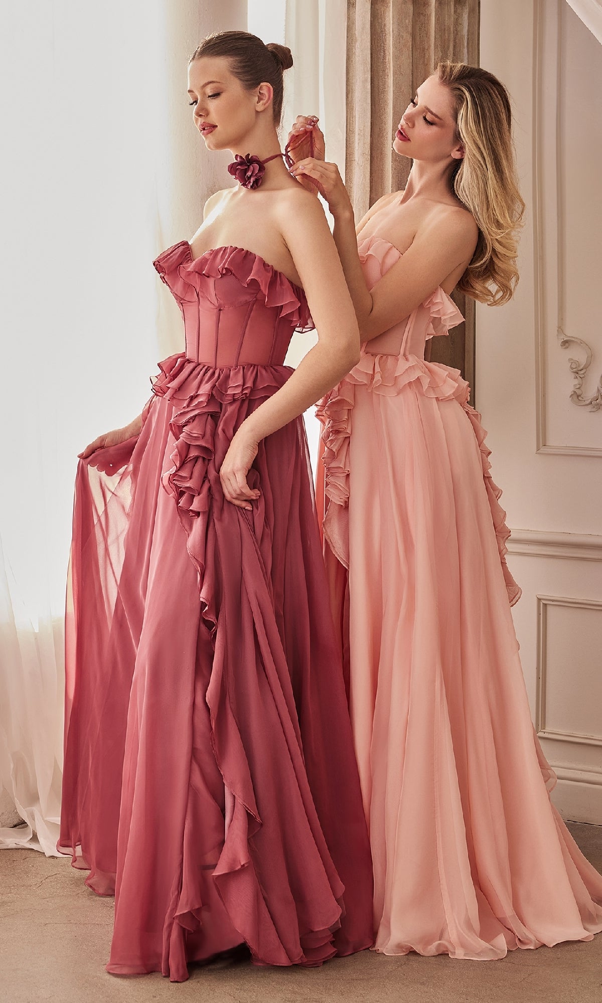 Strapless Ruffled Prom Dress: Andrea and Leo A1341