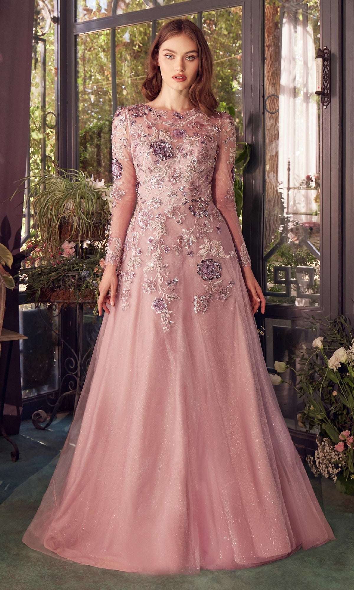 Long Formal Pink Dress: Andrea & Leo A1356