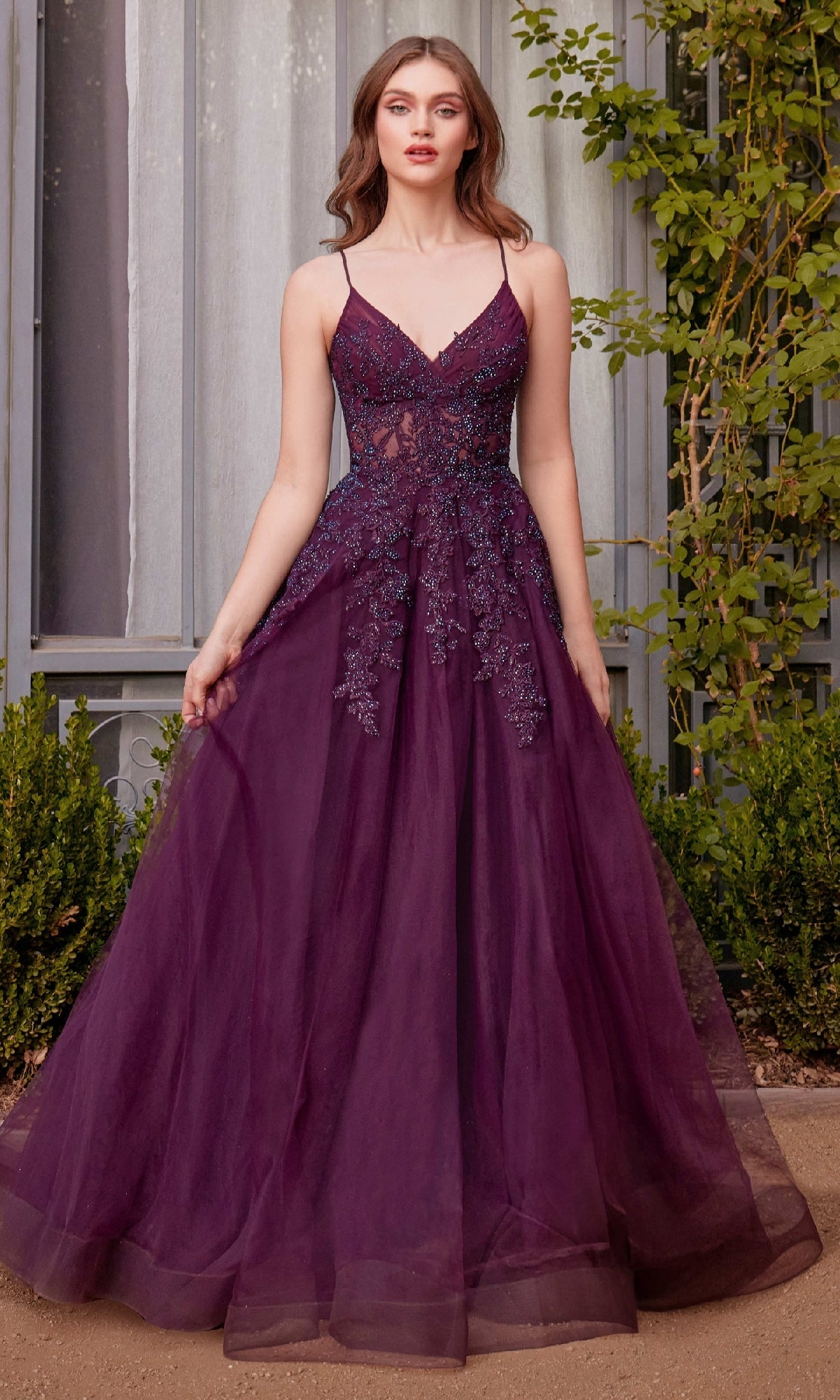 Lace-Up Long A-Line Prom Dress: Andrea & Leo A1416