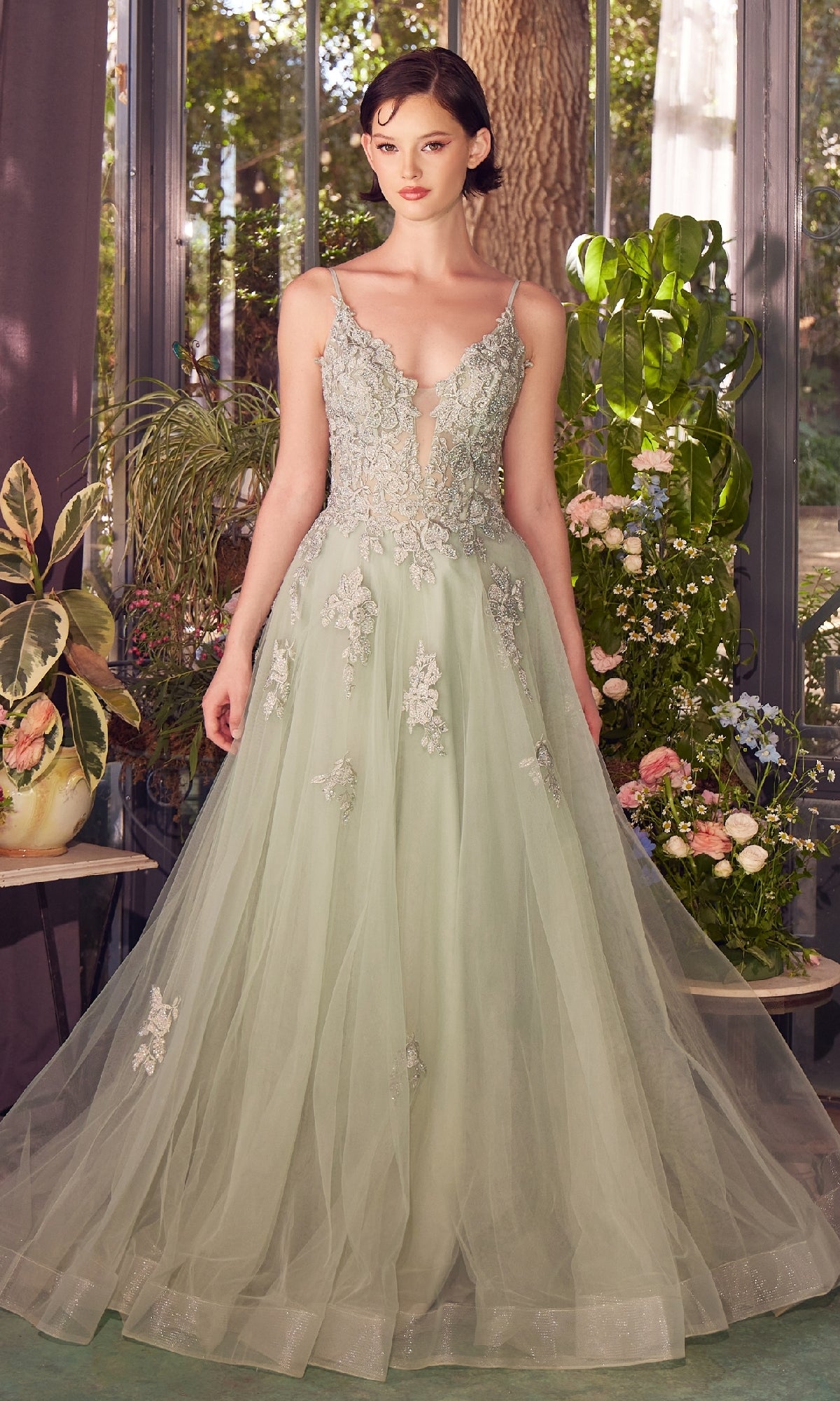 Embroidered Long Prom Dress: Andrea & Leo A1417