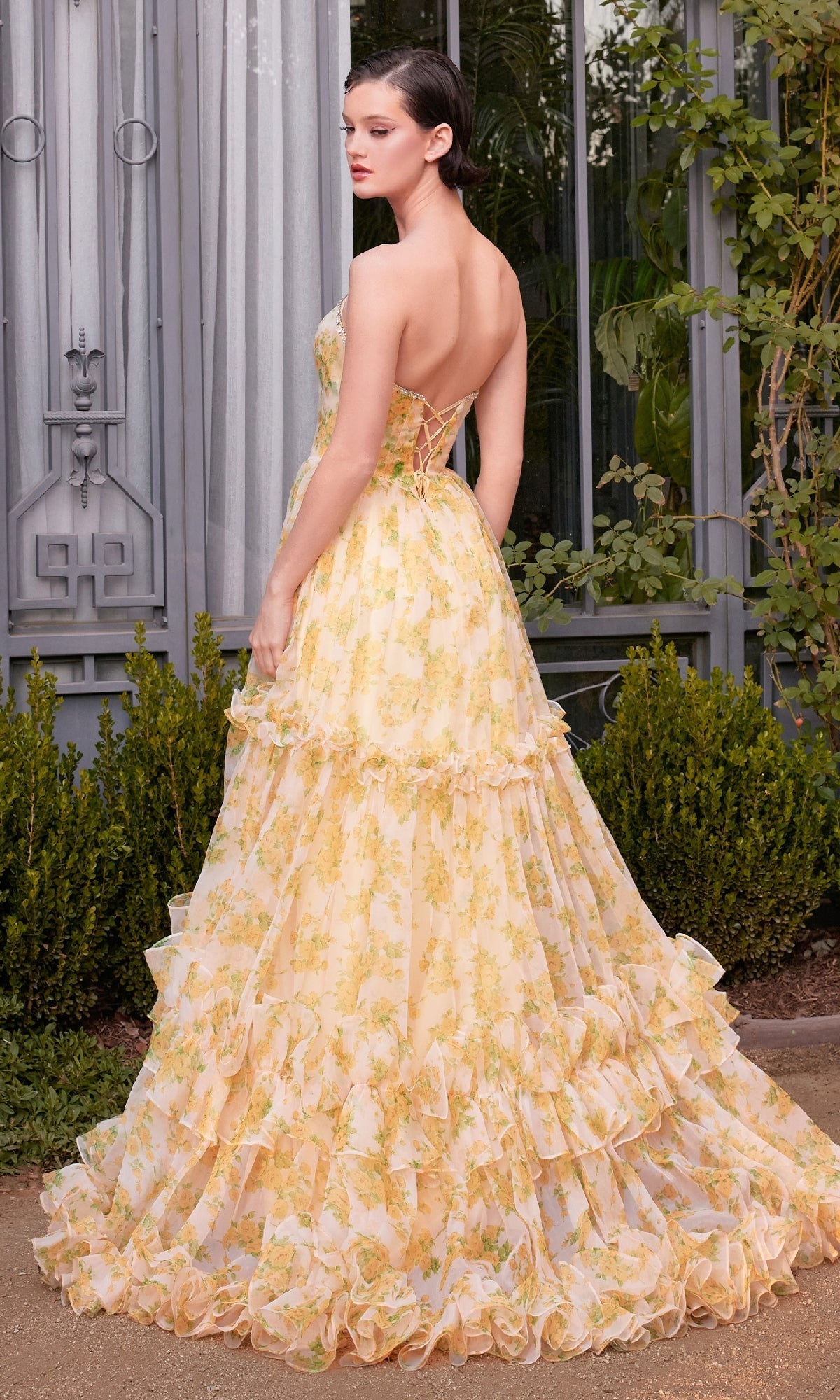 Yellow Floral Prom Ball Gown: Andrea & Leo A1430