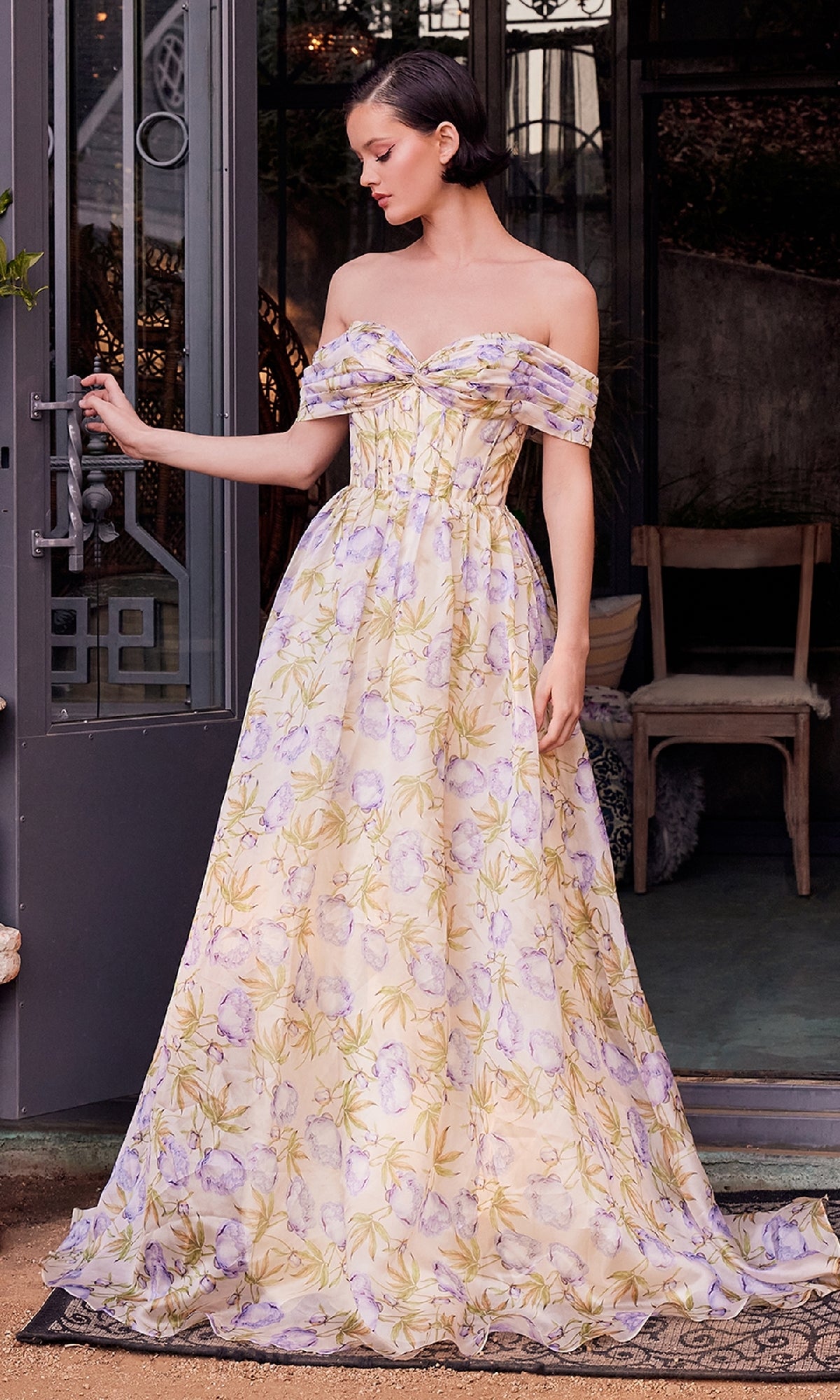 Long Floral-Print Prom Dress: Andrea & Leo A1466