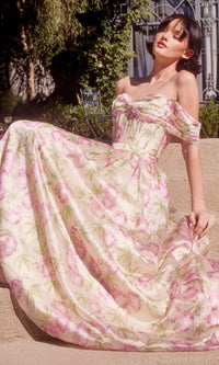 Long Floral-Print Prom Dress: Andrea & Leo A1466