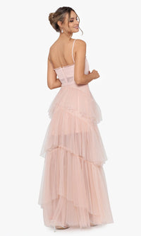 Betsy and Adam Long Ruffled Prom Dress A24201