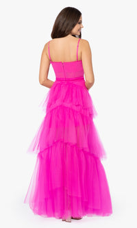 Betsy and Adam Long Ruffled Prom Dress A24201