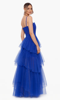 Betsy and Adam Long Ruffled Prom Dress A24201