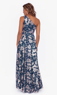 One-Shoulder Floral-Print Long Formal Dress A25113