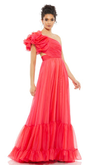 One-Shoulder Hot Pink Prom Gown: Mac Duggal A67941