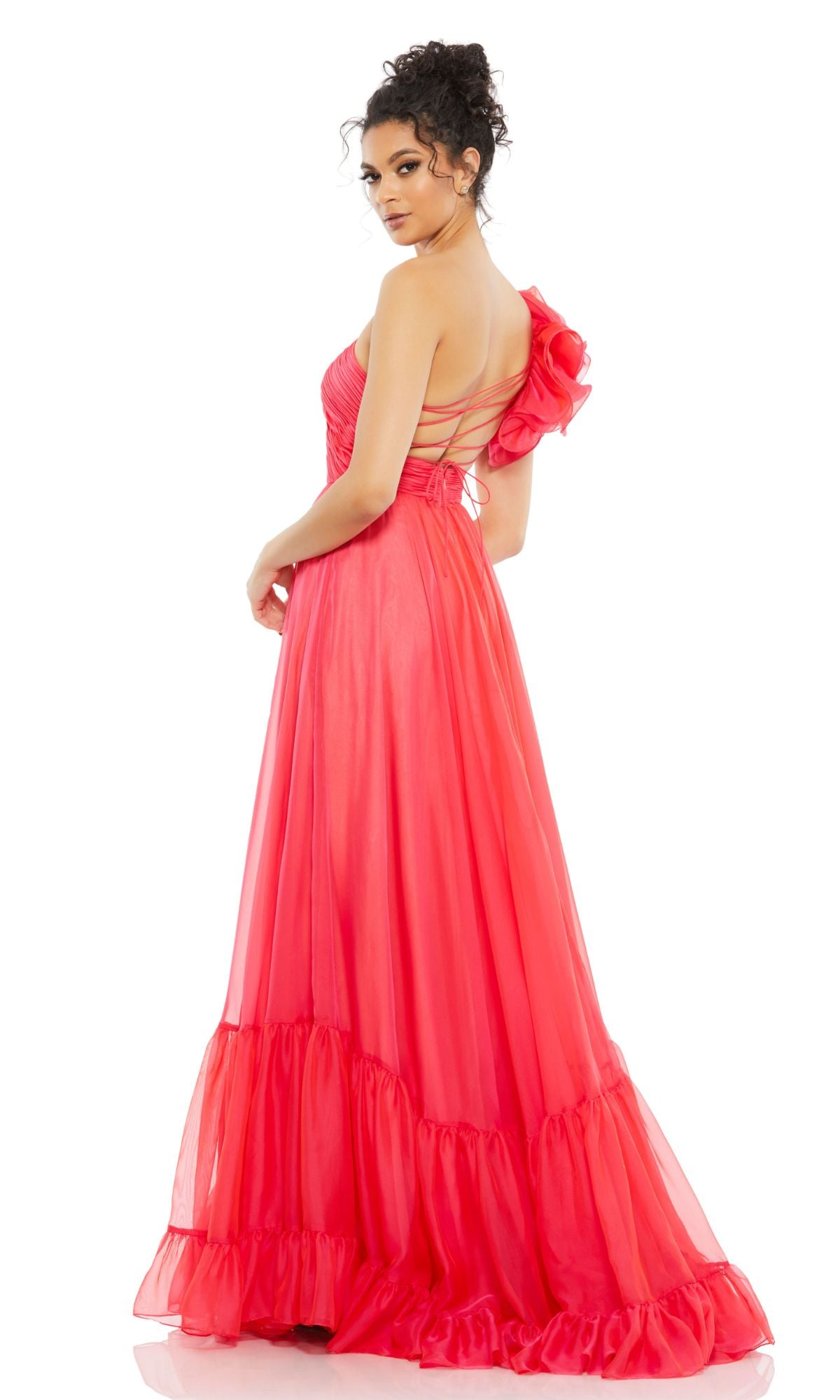 One-Shoulder Hot Pink Prom Gown: Mac Duggal A67941