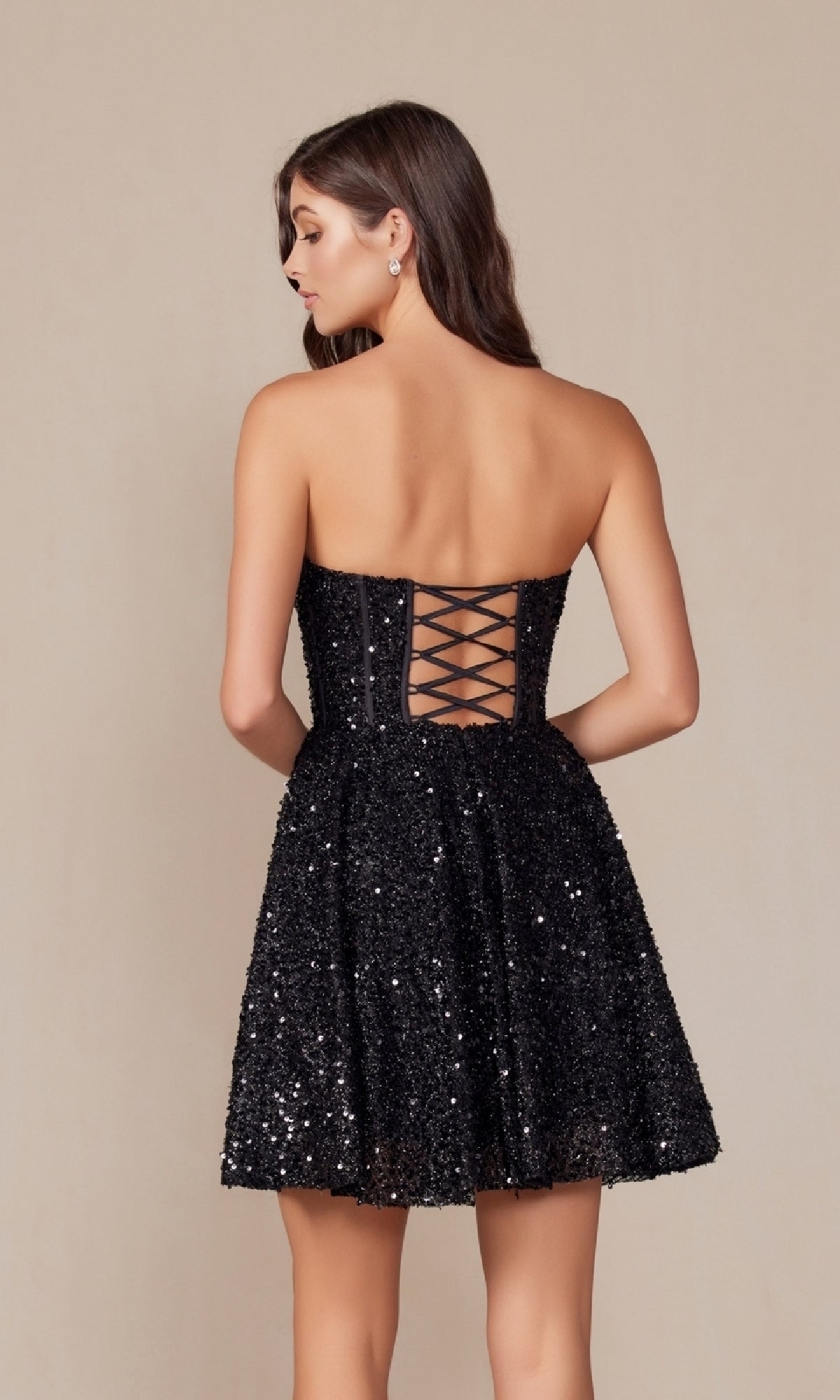 Sequin Corset Homecoming Dress: Nox Anabel A843