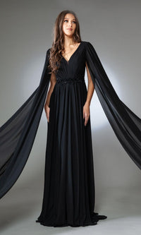 Drape-Sleeve Long Formal Dress AC0011