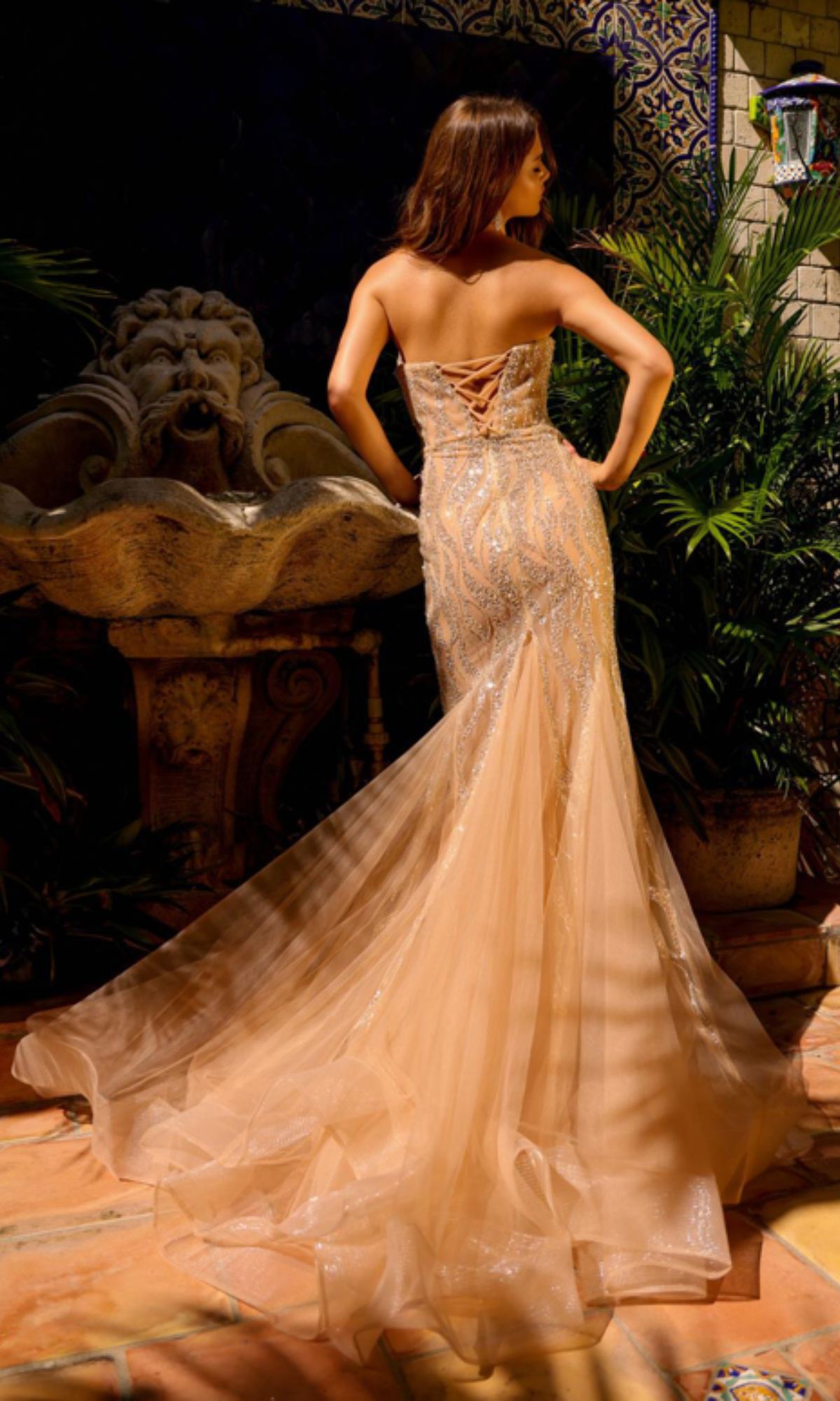 Amelia Couture Champagne Mermaid Prom Dress AC0015