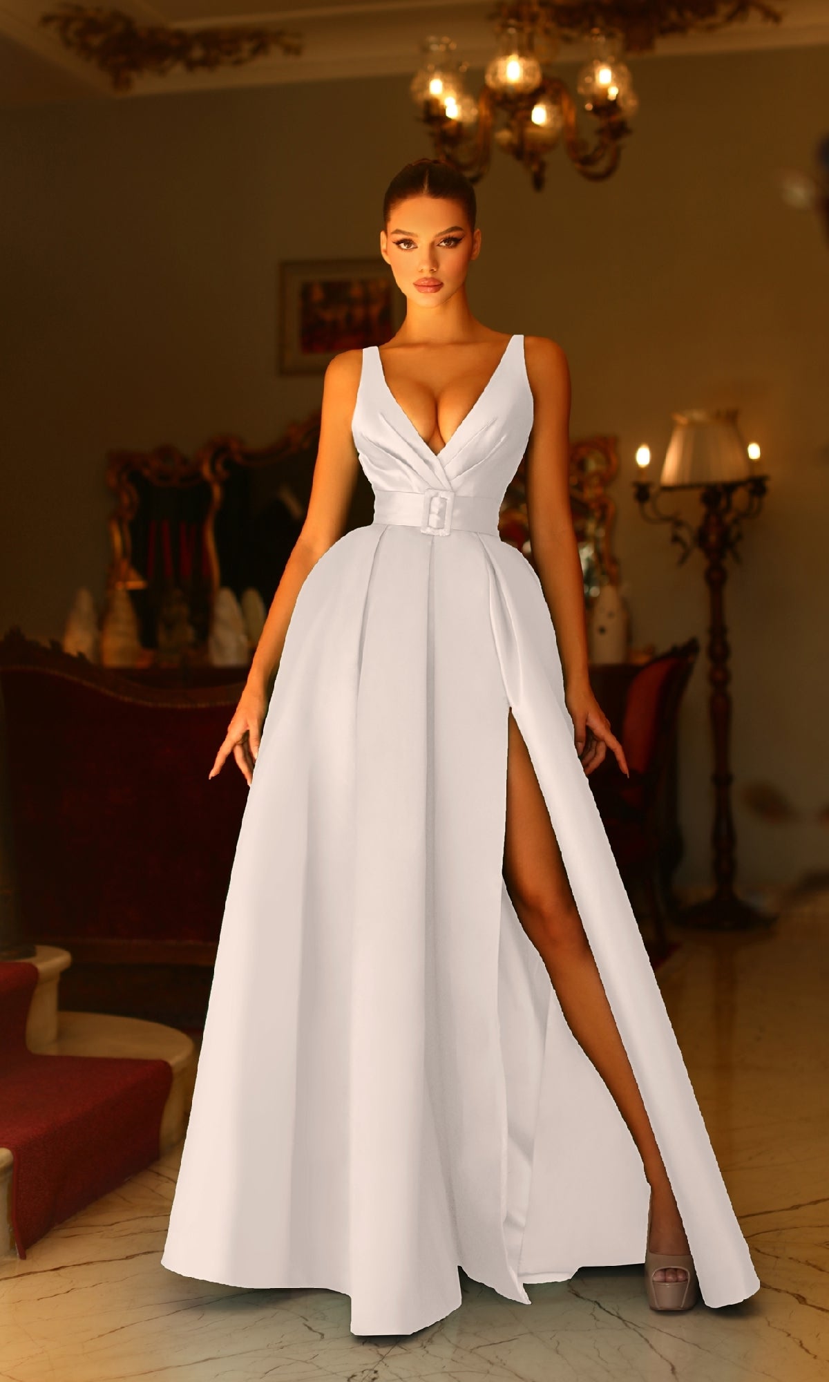 Off-White Long Prom Dress: Tina Holly BB209W