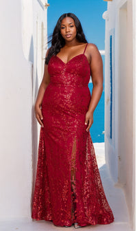 Glitter Plus-Size Long Mermaid Prom Dress W1154