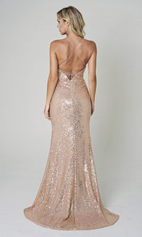 Faux-Wrap Long Sequin Prom Dress BZ011