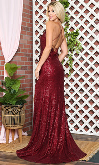 Faux-Wrap Long Sequin Prom Dress BZ011