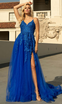 Long Tulle Prom Ball Gown with Train BZ014