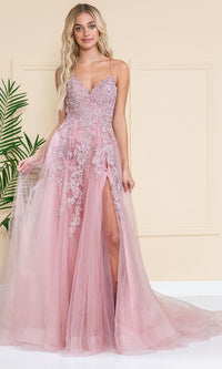 Long Tulle Prom Ball Gown with Train BZ014