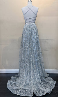 High-Low Backless Silver Glitter Prom Dress BZ017