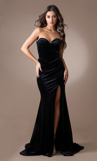 Strapless Sweetheart Long Velvet Prom Dress BZ9029V