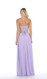 Lace-Up Strapless Long Prom Dress: Chicas C0533