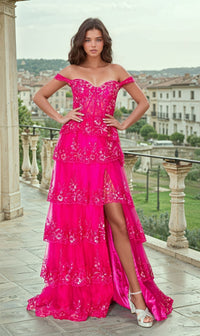 Tiered Long Ruffle Prom Dress: Chicas C243