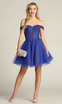 Off-Shoulder Short Glitter Homecoming Dress C318