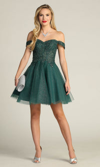 Off-Shoulder Short Glitter Homecoming Dress C318