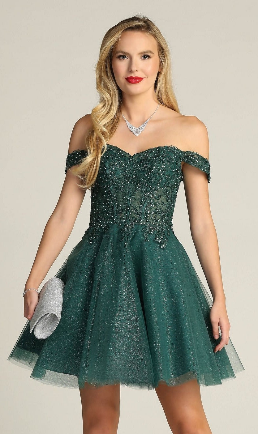 Off-Shoulder Short Glitter Homecoming Dress C318