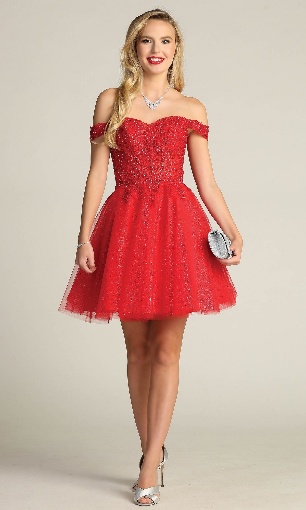 Off-Shoulder Short Glitter Homecoming Dress C318