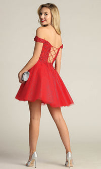 Off-Shoulder Short Glitter Homecoming Dress C318