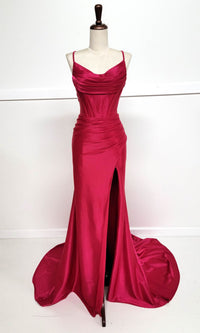 Cowl-Neck Long Prom Dress: Chicas C326