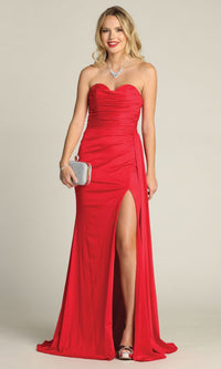 Side-Sash Strapless Long Prom Dress: Chicas C327