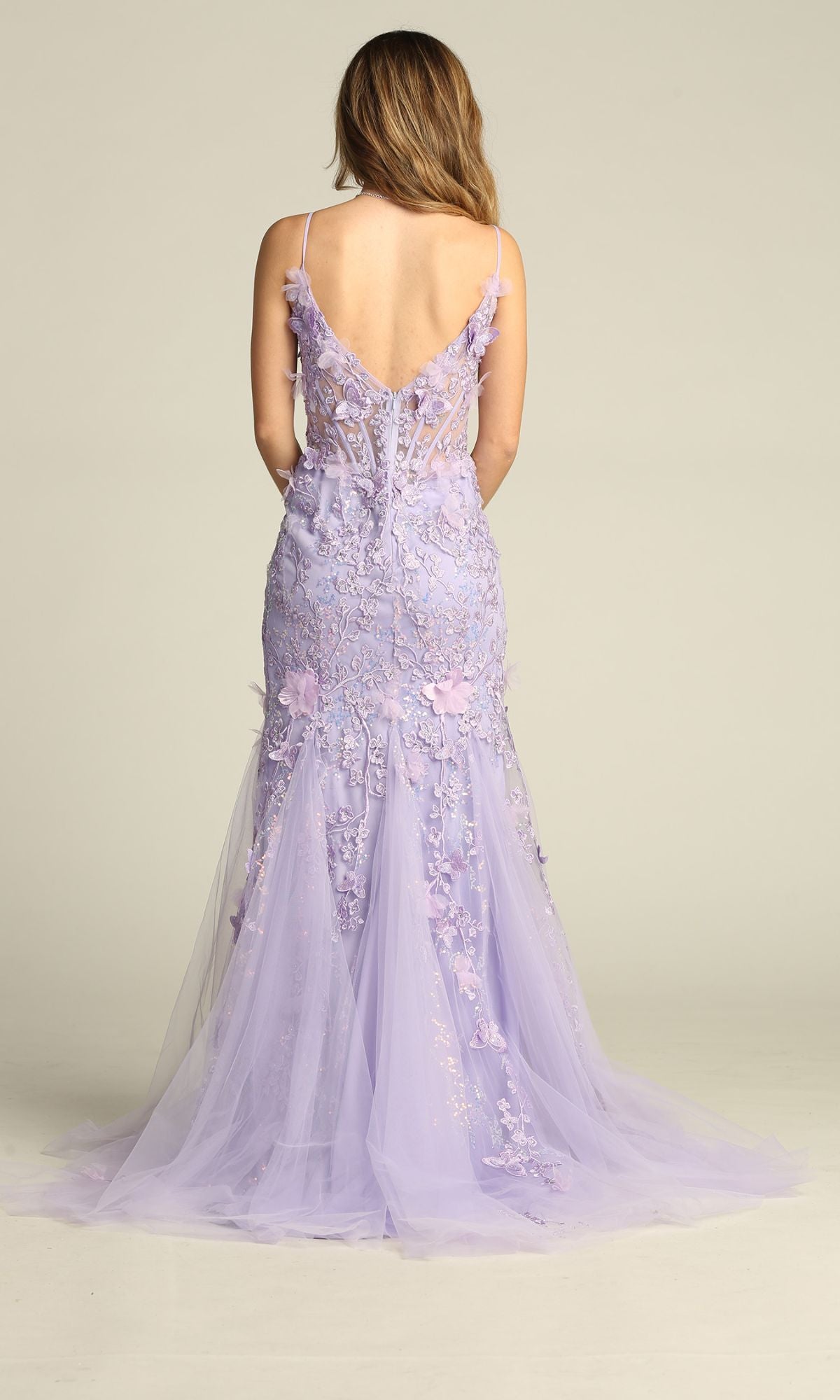 Floral-Embroidered Long Prom Dress: Chicas C328