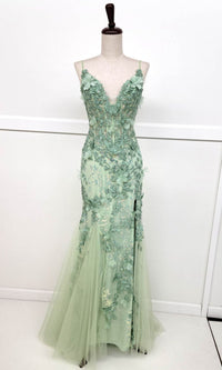 Floral-Embroidered Long Prom Dress: Chicas C328