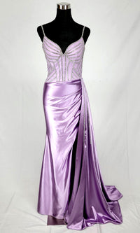 Side Sash Long Corset Prom Dress: Chicas C343