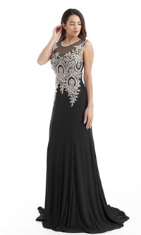 Gold-Embroidered Long Prom Dress: Chicas C4233