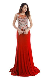 Gold-Embroidered Long Prom Dress: Chicas C4233