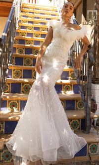 Beaded Tulle White Wedding Dress: Lucci Lu C8051