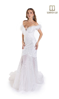 Beaded Tulle White Wedding Dress: Lucci Lu C8051