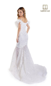 Beaded Tulle White Wedding Dress: Lucci Lu C8051