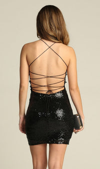 Open-Back Short Sequin Homecoming Dress C807