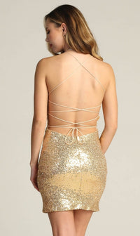 Open-Back Short Sequin Homecoming Dress C807